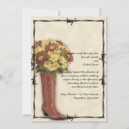 Old West Boot Bouquet verblasst 3 Hochzeit Einladu Einladung