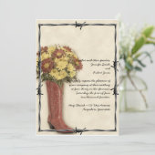 Old West Boot Bouquet verblasst 3 Hochzeit Einladu Einladung (Stehend Vorderseite)