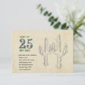 Old West Cactus Wedding Anniversary Einladung (Stehend Vorderseite)