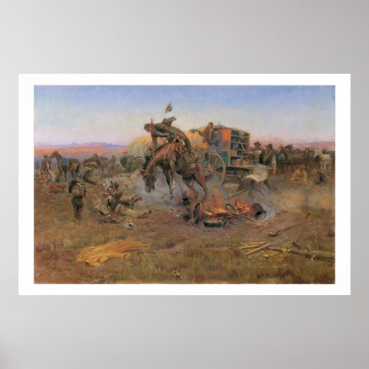 Old West Camp Cook's Troubles Art Print Poster (Vorne)