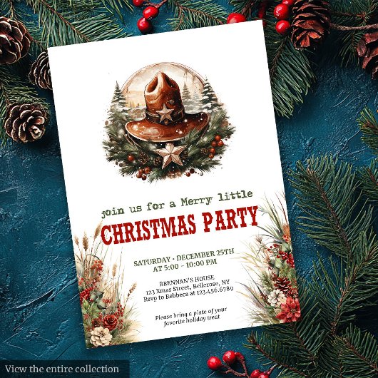 Old West Christmas party printable invitation Einladung