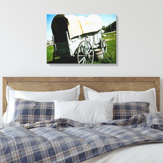 Old West Covered Wagon 02 Stretched Canvas Print Leinwanddruck (Insitu (Schlafzimmer))