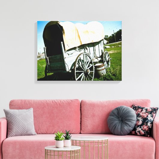 Old West Covered Wagon 02 Stretched Canvas Print Leinwanddruck (Insitu (Wohnzimmer))