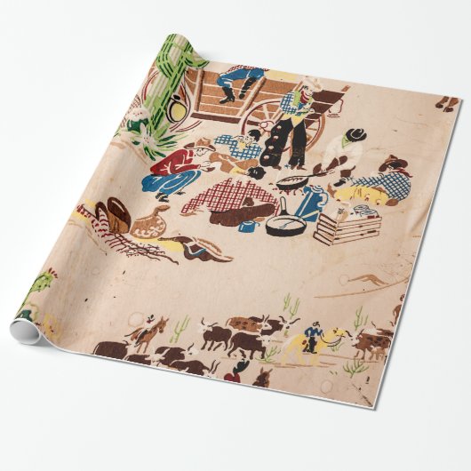 Old West Cowboy dachte Design Wrapping Paper Geschenkpapier (Ungerollt)