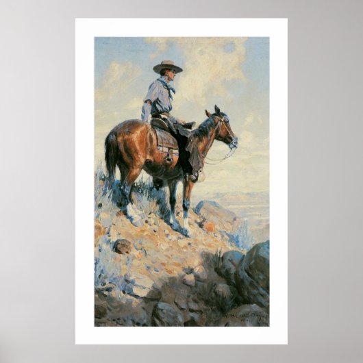 Old West Cowboy of the Plains Art Print Poster (Vorne)