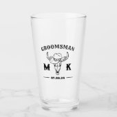 Old West Cowboy Personalisierte Trauzeuge Monogram Glas (Vorderseite)