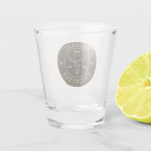 Old West Cowboy Rustikale Logos Personalisierte Tr Schnapsglas (Rückseite)