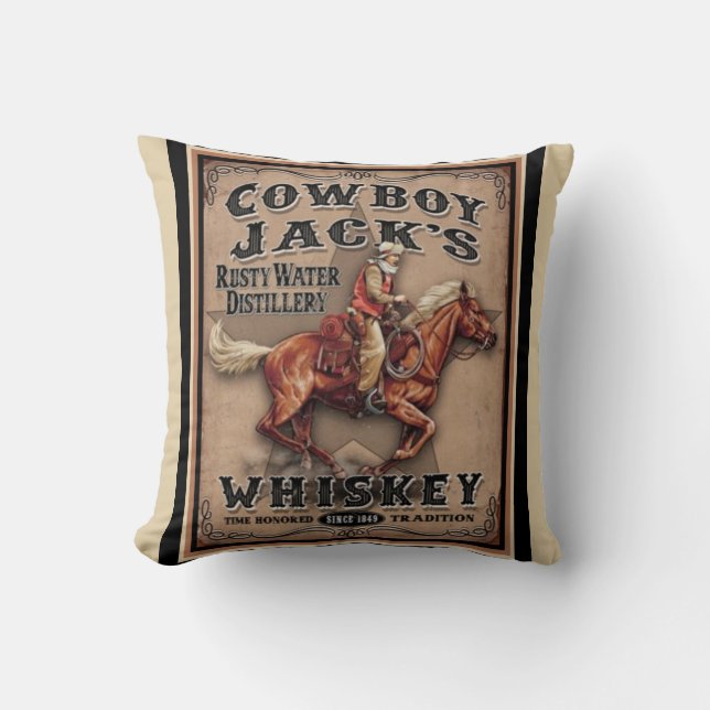 Old West Cowboy Whiskey Pillow Kissen (Vorderseite)