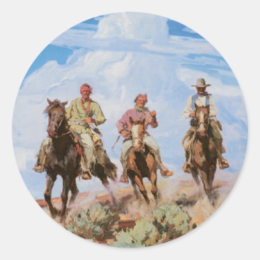 Old West Cowboys Pferde Vintag 1912 Stickers (Vorderseite)