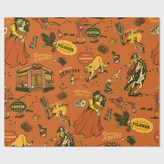 Old West, Cowboys & Saloons Pattern Geschenkpapier (Flach)