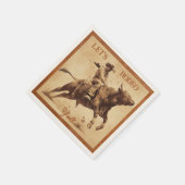 Old West Frontier Bull Rider Paper Cocktail Napkin Serviette (Ecke)
