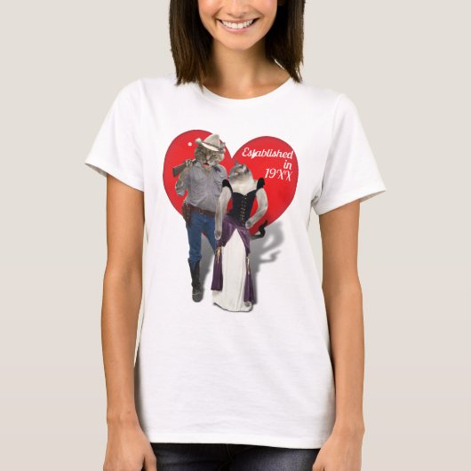 Old West 'Purfect' Cat Couple T-Shirt (Vorderseite)