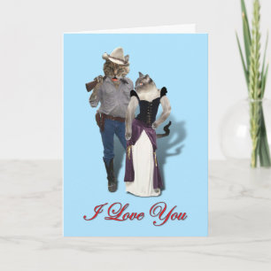 Old West 'Purfect' Cat Couple Valentine Feiertagskarte