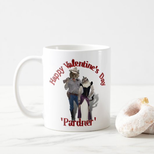 Old West 'Purrfect' Cat Couple Valentine Kaffeetasse (Mit Donut)