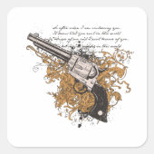 Old West Revolver Quadratischer Aufkleber (Vorderseite)