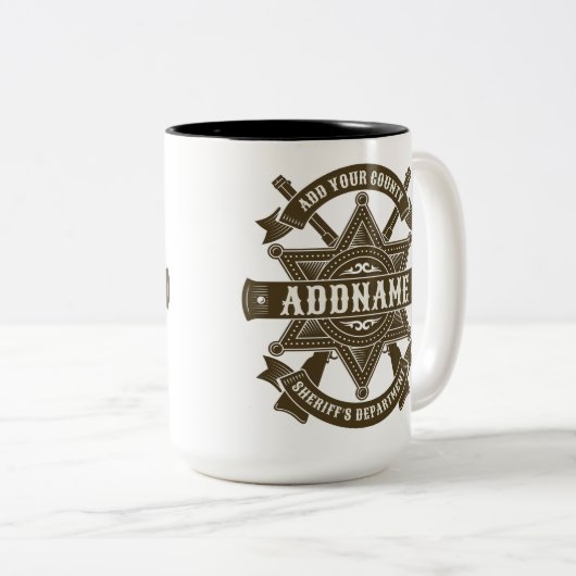 Old West Sheriff Deputy Rifles Badge Personalized Zweifarbige Tasse (VorderseiteRechts)