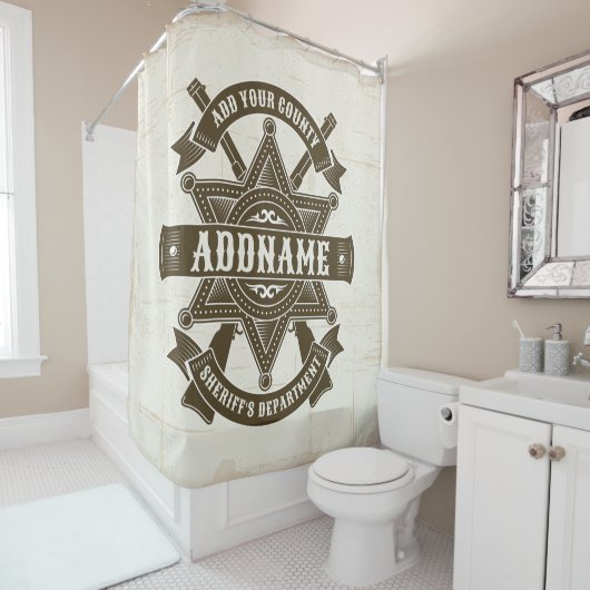 Old West Sheriff Stellvertretende Rifles Abzeichen Duschvorhang (Beispiel)