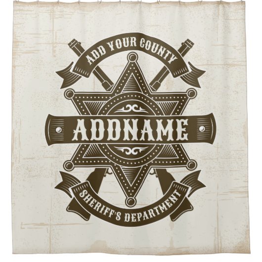 Old West Sheriff Stellvertretende Rifles Abzeichen Duschvorhang (Vorderseite)