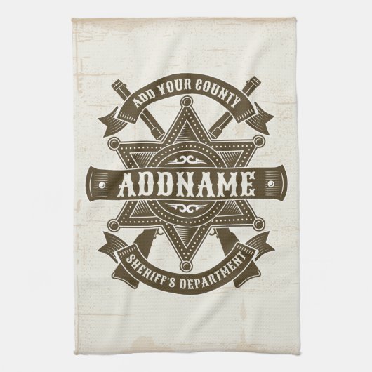 Old West Sheriff Stellvertretende Rifles Abzeichen Geschirrtuch (Vertikal)