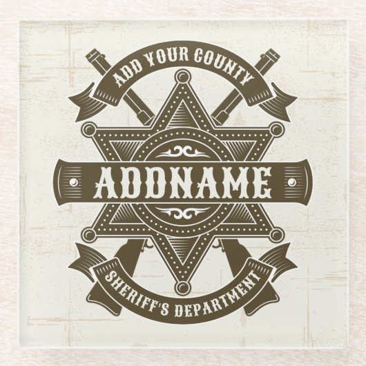 Old West Sheriff Stellvertretende Rifles Abzeichen Glasuntersetzer (Vorderseite)