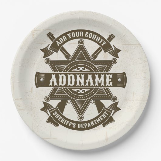 Old West Sheriff Stellvertretende Rifles Abzeichen Pappteller (Vorderseite)