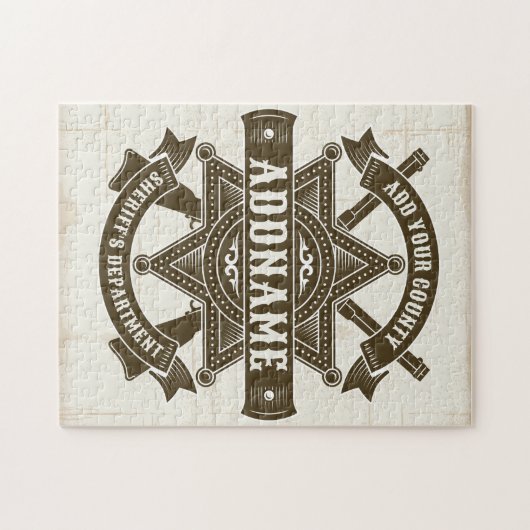 Old West Sheriff Stellvertretende Rifles Abzeichen Puzzle (Horizontal)
