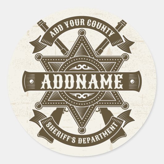 Old West Sheriff Stellvertretende Rifles Abzeichen Runder Aufkleber (Vorderseite)