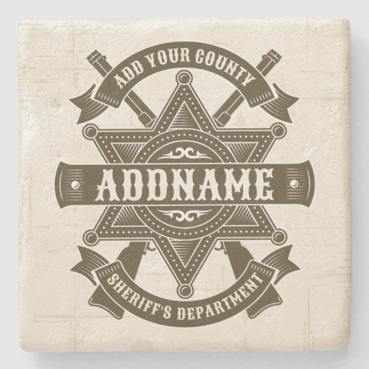 Old West Sheriff Stellvertretende Rifles Abzeichen Steinuntersetzer (Vorderseite)