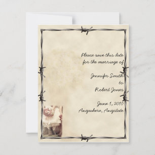Old West Stiefel und Bouquets Save the Date Karte