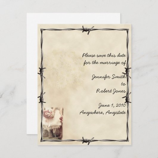 Old West Stiefel und Bouquets Save the Date Karte (Vorne/Hinten)