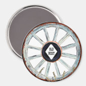 Old West Wagon Wheel Magnet (Vorderseite/Rückseite)