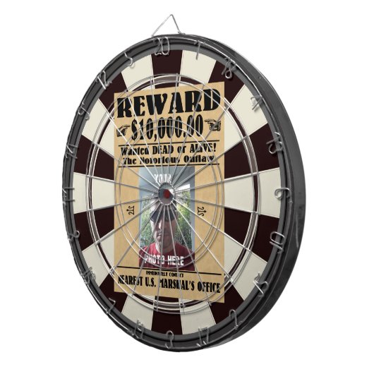 Old West Wollte Poster DEIN FOTO Dartscheibe (Vorderseite rechts)