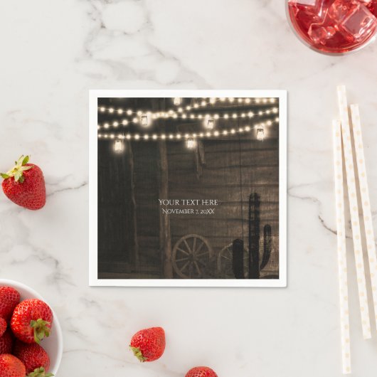 Old Western Saloon & Lights Rustikale Hochzeit Serviette (Beispiel)