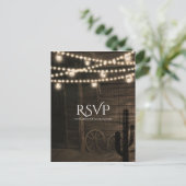 Old Western Saloon Rustic Wedding RSVP Einladungspostkarte (Stehend Vorderseite)