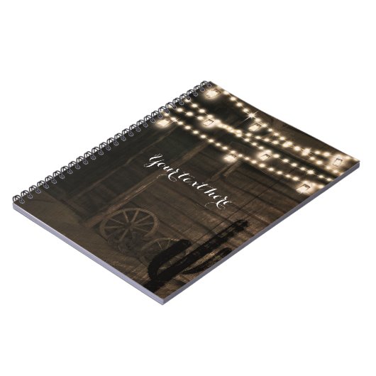 Old Western Saloon & String Lights Rustikaler Char Notizblock (Linke Seite)