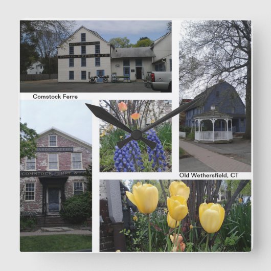 Old Wethersfield CT - Comstock Fersenuhr Quadratische Wanduhr (Vorderseite)