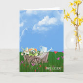 old Wheelbarrow with flowers birthday Karte (Gelbe Blume)