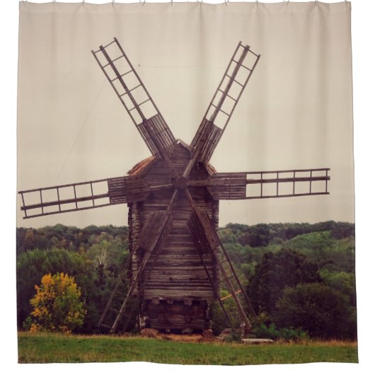 Old windmill. Autumn landscape. Ukrainearchitectur Duschvorhang (Vorderseite)