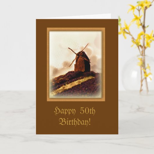 Old Windmill Custom Birthday Card Karte (Gelbe Blume)