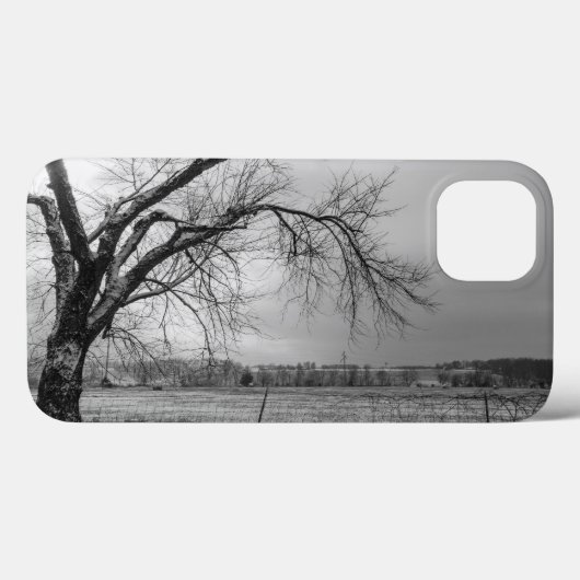 Old Winter Tree Graustufen iPhone Case (Rückseite (Horizontal))