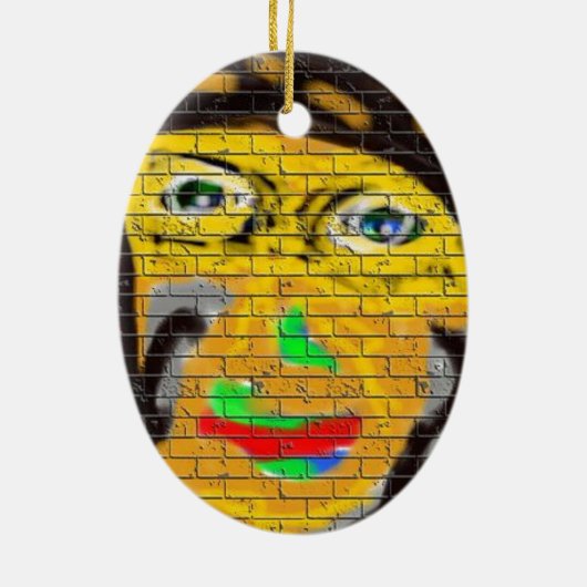 Old Wise Biker Face, Graffiti Art Keramik Ornament (Hinten)
