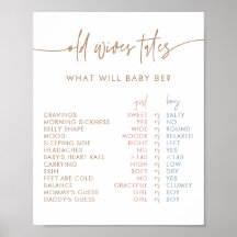 Old Wives Tales Sign | Boho Gender Reveal Game  