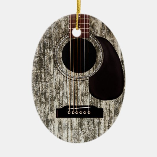 Old Wood Acoustic Gitarre Keramik Ornament (Vorne)