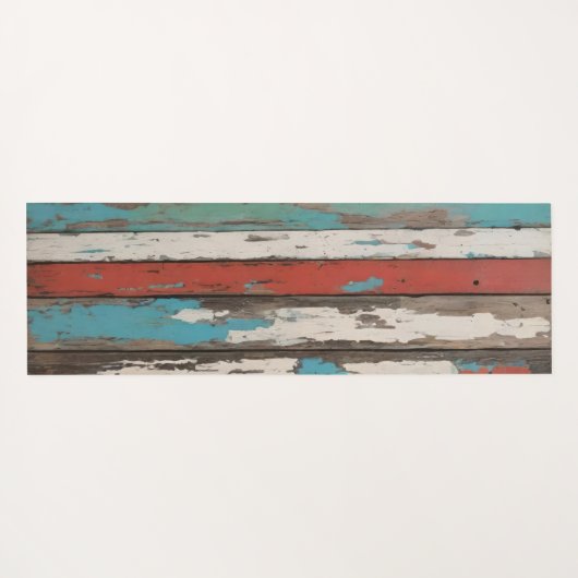Old Wood Blue And Yellow Painted Distressed Planks Yogamatte (Rückseite (Horizontal))