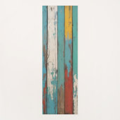 Old Wood Blue And Yellow Painted Distressed Planks Yogamatte (Vorderseite)