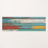 Old Wood Blue And Yellow Painted Distressed Planks Yogamatte (Vorderseite (Horizontal))