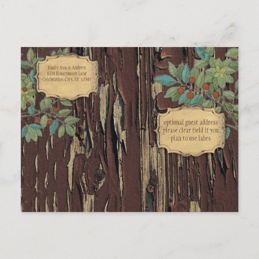 Old Wood Country Chic Save the Date Ankündigungspostkarte (Rückseite)