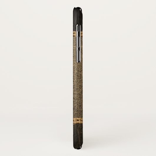 Old Wood Look Burlap Rustic Monogram Case-Mate iPhone Hülle (Hinten/Links)