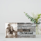 Old Wood Photo Christmas Card Feiertagskarte (Stehend Vorderseite)