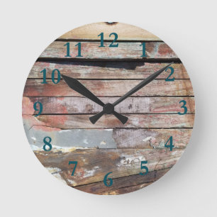 Old wood rustic boat wooden planks runde wanduhr